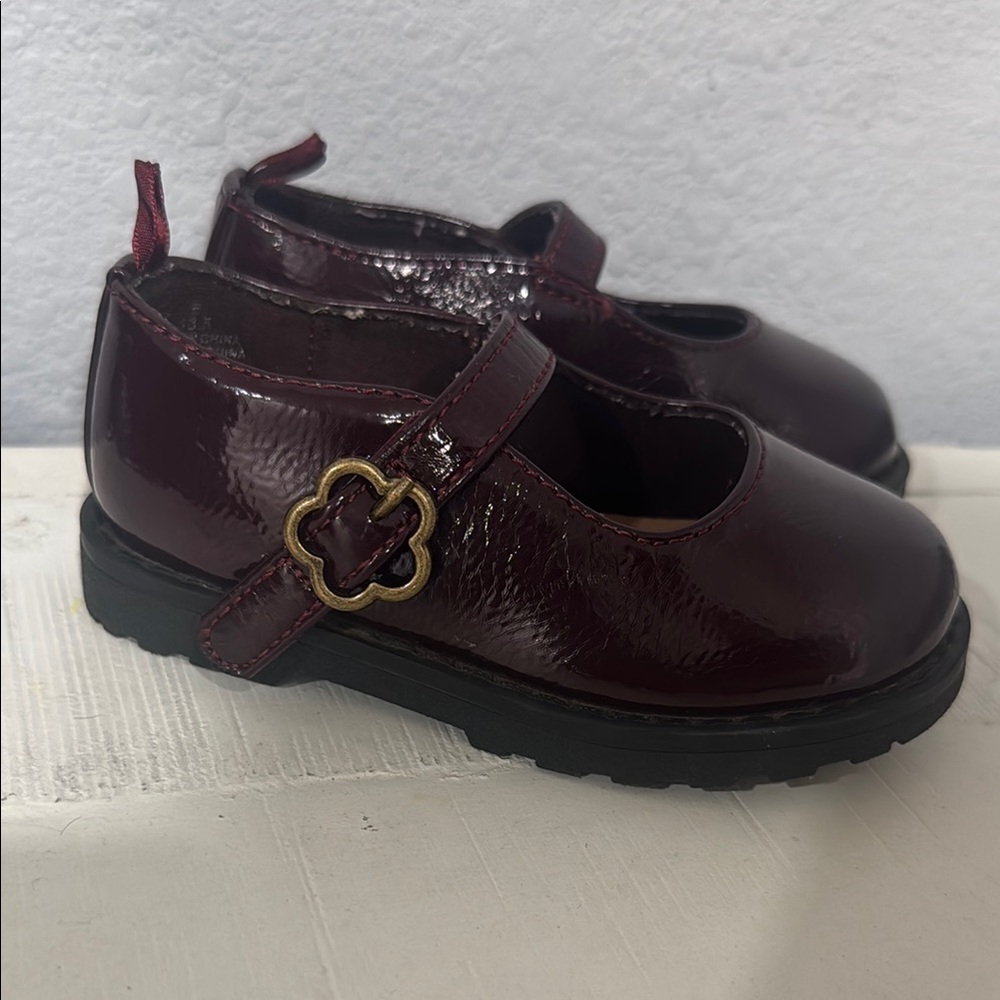 Kids Burgundy Mary Jane Shoes